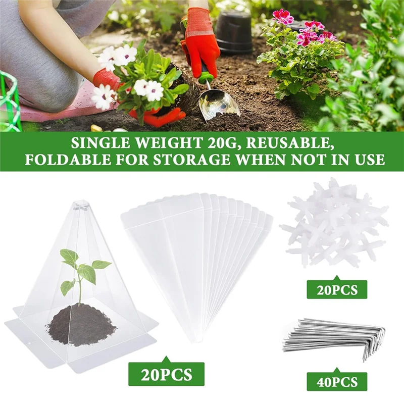 AT02-Garden Cloches For Plants,20Pcs Reusable Clear Bell Covers With 40Pc Metal Stakes Plastic Small Plant Seedling Protector
AT02-Garden Cloches For Plants,20Pcs Reusable Clear Bell Covers With 40Pc Metal Stakes Plastic Small Plant Seedling Protector