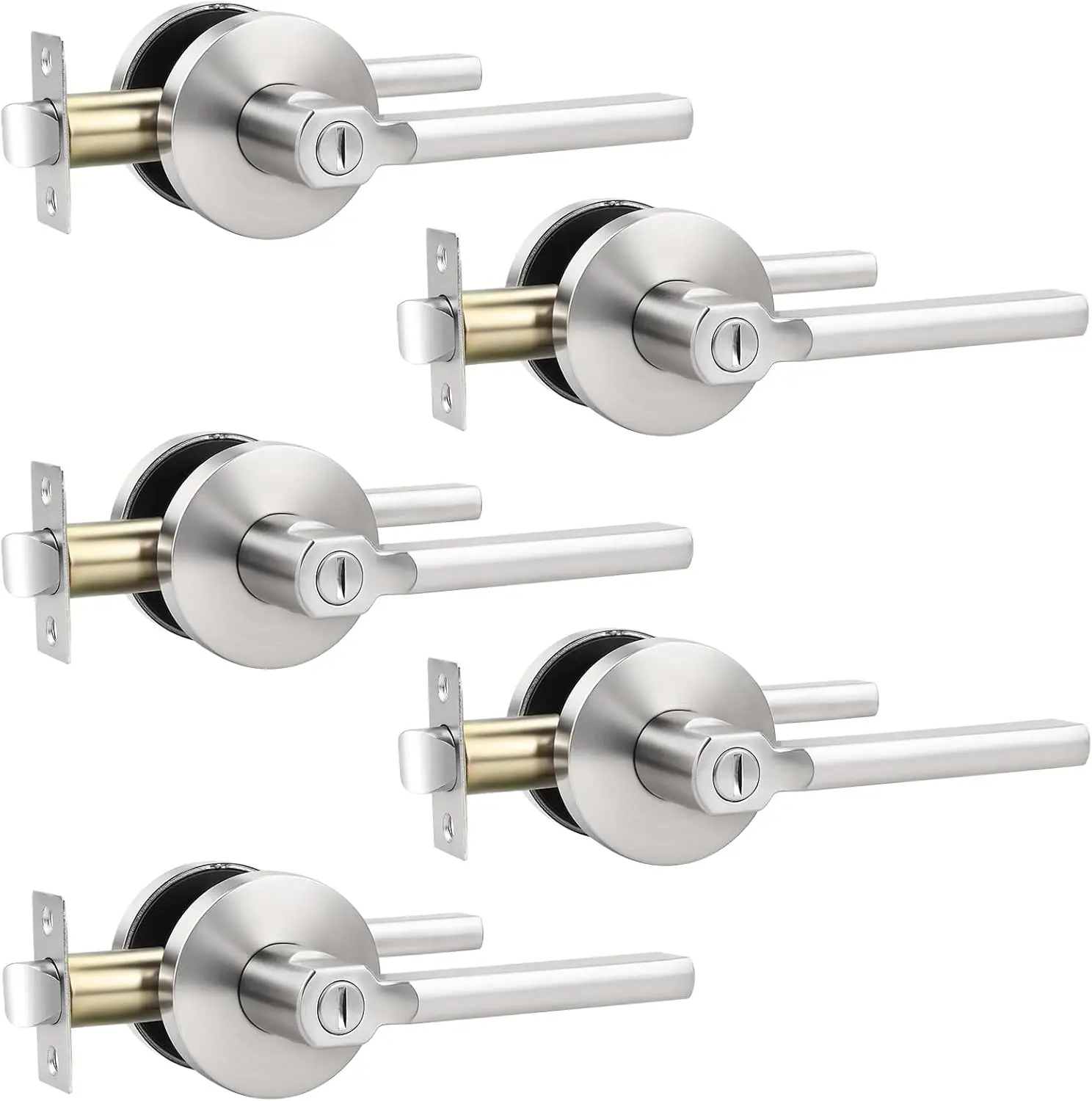 Keyless Round Privacy Door Lever, Satin Nickel Interior Door Handle with Lock for Bedroom or Bathroom, Reversible Left and Right
Keyless Round Privacy Door Lever, Satin Nickel Interior Door Handle with Lock for Bedroom or Bathroom, Reversible Left and Right