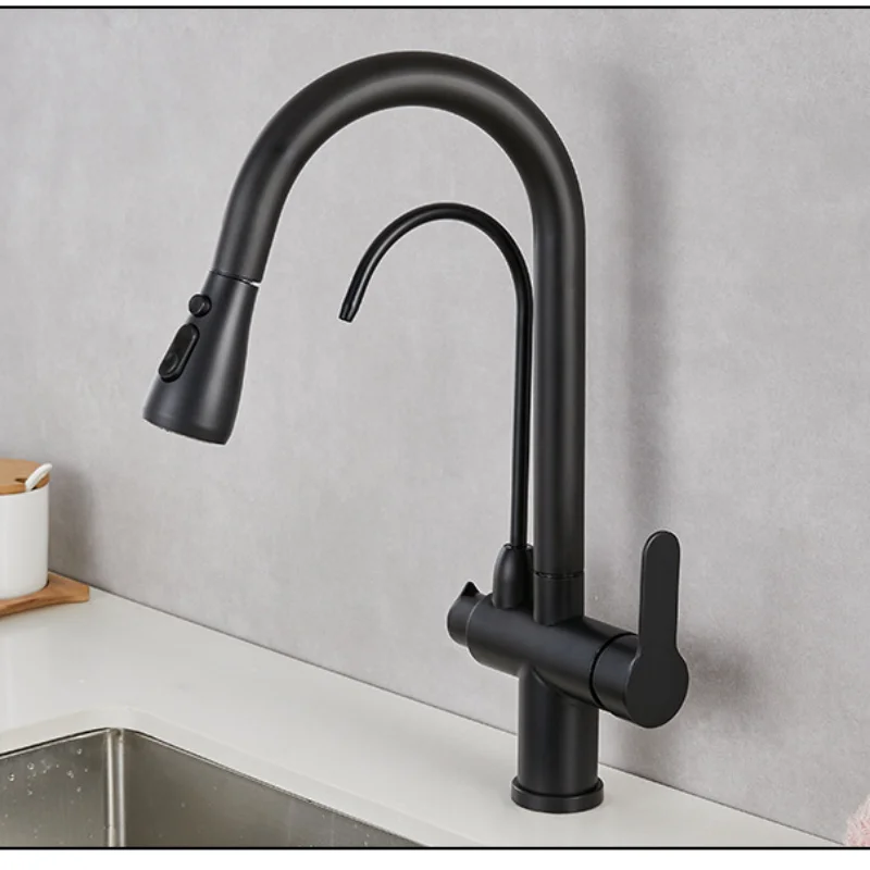 Kitchen Water Purification Faucet 3-in-1 Pull-Down Sprayer with Drinking Water Hot Cold Mixer Stylish Crane Design Faucets
Kitchen Water Purification Faucet 3-in-1 Pull-Down Sprayer with Drinking Water Hot Cold Mixer Stylish Crane Design Faucets