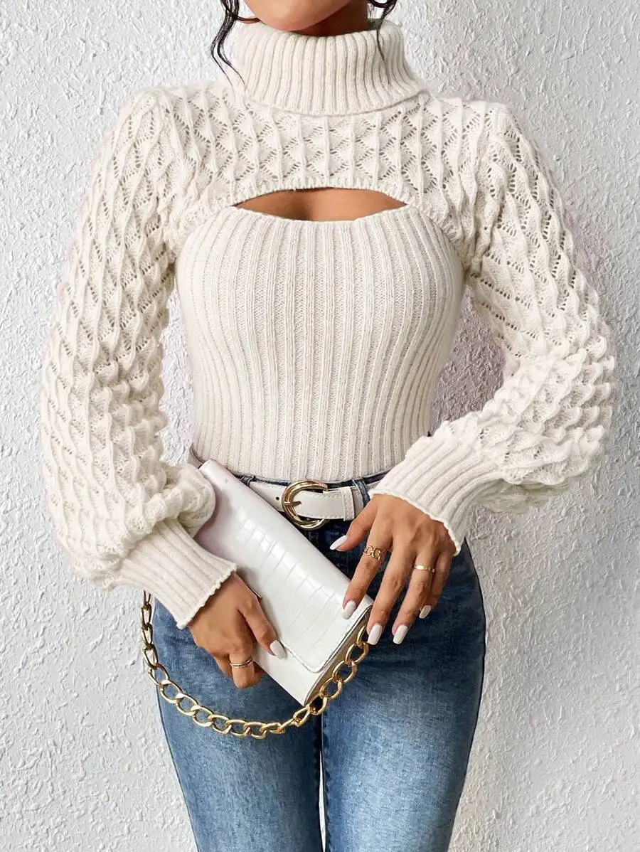 Womens Turtleneck Long Sleeve Hollow Out Knit Sweater Autumn Winter
Womens Turtleneck Long Sleeve Hollow Out Knit Sweater Autumn Winter