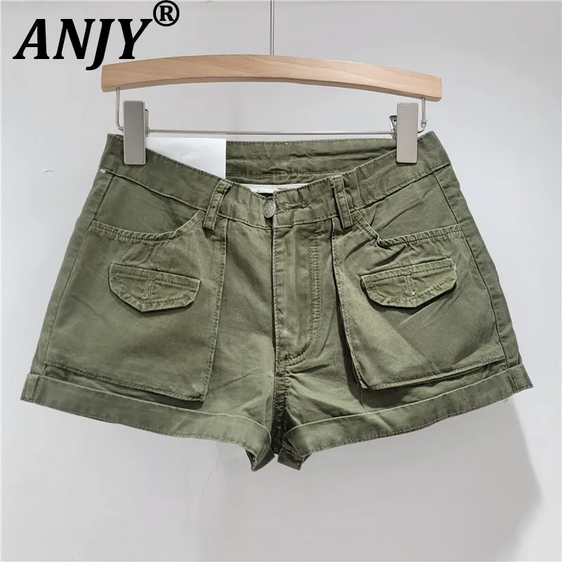 ANJY, новые летние женские уличные шорты с индивидуальными карманами, джинсовые широкие шорты, повседневные универсальные шикарные утягивающие шорты трапециевидной формы A7963 
ANJY, новые летние женские уличные шорты с индивидуальными карманами, джинсовые широкие шорты, повседневные универсальные шикарные утягивающие шорты трапециевидной формы A7963