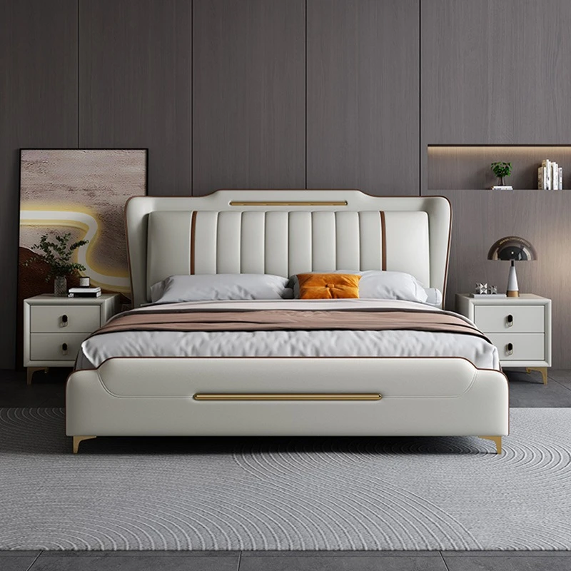 Leather 180×200 bed frame comfortable family Italian minimalist Double bed luxury high-end cómoda dormitorio bedroom furniture
Leather 180×200 bed frame comfortable family Italian minimalist Double bed luxury high-end cómoda dormitorio bedroom furniture