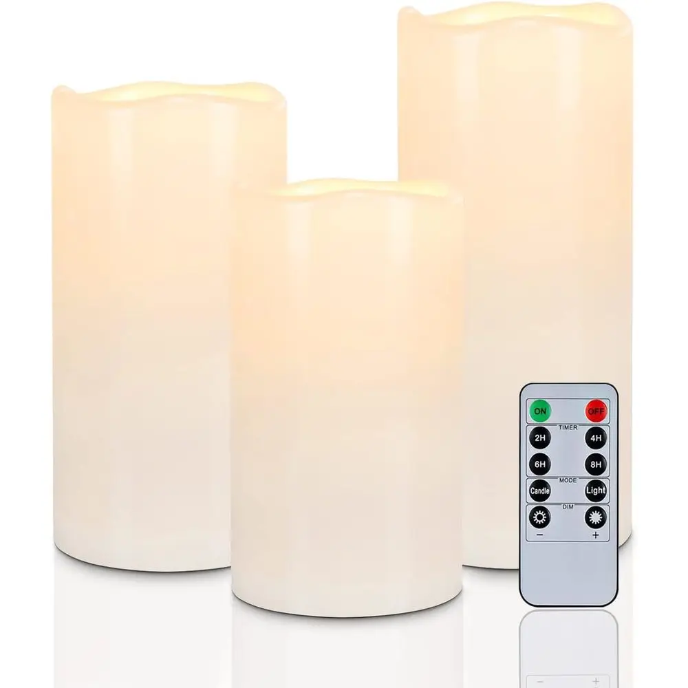 6 8 10 x 4 Waterproof Outdoor Flameless Candles, Battery Operated Flickering LED Pillar Candles with Remote and Timers for Indoo
6 8 10 x 4 Waterproof Outdoor Flameless Candles, Battery Operated Flickering LED Pillar Candles with Remote and Timers for Indoo