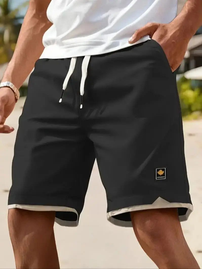 Men's Casual Summer Shorts with Pockets - Black, Elastic Waistband, Drawstring, Polyester, Two-Layer Design, Lightweight & Breat
Men's Casual Summer Shorts with Pockets - Black, Elastic Waistband, Drawstring, Polyester, Two-Layer Design, Lightweight & Breat