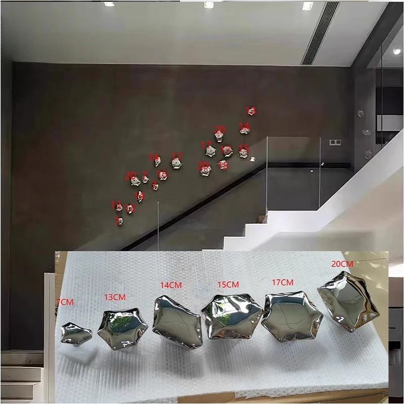 Modern light luxury stainless steel star-shaped three-dimensional wall metal wall decoration living room hotel decoration
Modern light luxury stainless steel star-shaped three-dimensional wall metal wall decoration living room hotel decoration
