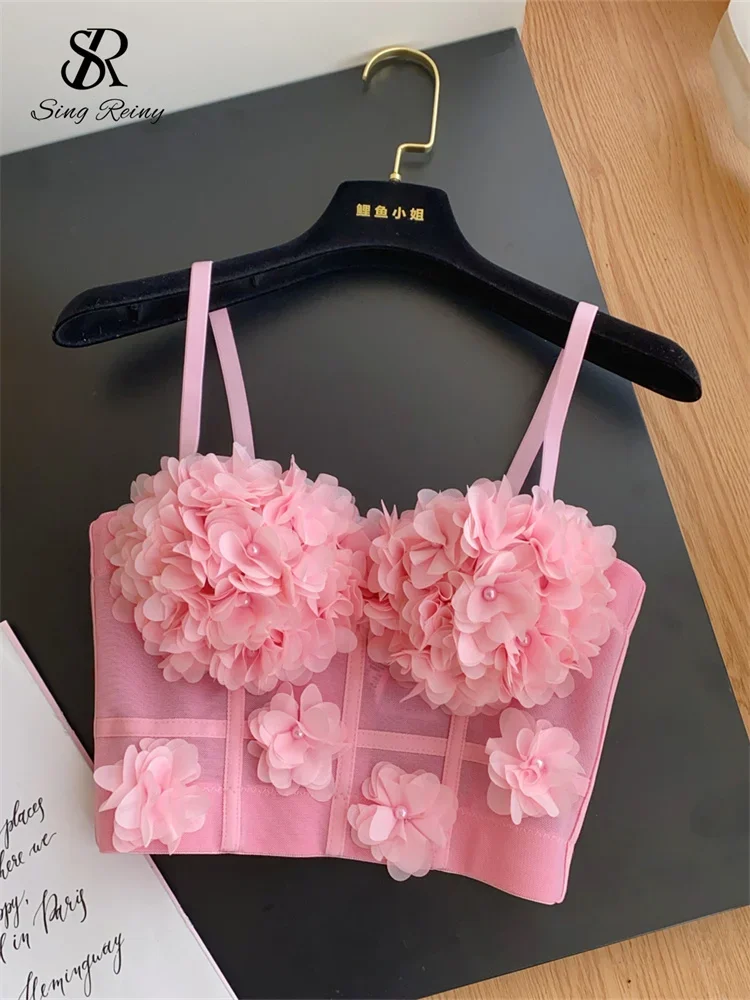 SINGREINY Lace Gauze 3D Flowers Sexy Camisole Women Deading Design Slim Top Fashion Streetwear Ladies Short French Sweet Camis
SINGREINY Lace Gauze 3D Flowers Sexy Camisole Women Deading Design Slim Top Fashion Streetwear Ladies Short French Sweet Camis