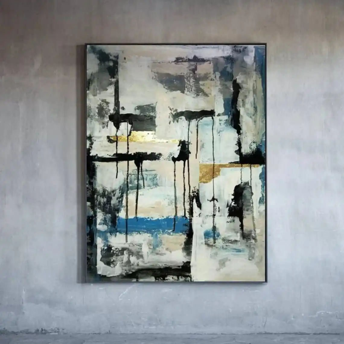 Hand Painted Large Textured Oil Painting Modern Acrylic Grey Gold Texture Drip Style Abstract Wall Art Picture Living Room Decor
Hand Painted Large Textured Oil Painting Modern Acrylic Grey Gold Texture Drip Style Abstract Wall Art Picture Living Room Decor