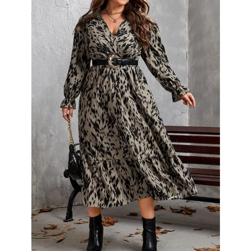 Plus Size Casual Dress Women's Plus Leopard Print Fashion Lantern Sleeve Surplice Neck Midi Smock Dress
Plus Size Casual Dress Women's Plus Leopard Print Fashion Lantern Sleeve Surplice Neck Midi Smock Dress