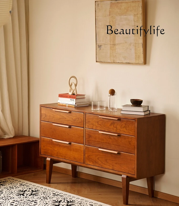 Nordic modern simple six-chest cabinet, medieval cherry wood solid wood living room bedroom drawer storage cabinet 
Nordic modern simple six-chest cabinet, medieval cherry wood solid wood living room bedroom drawer storage cabinet