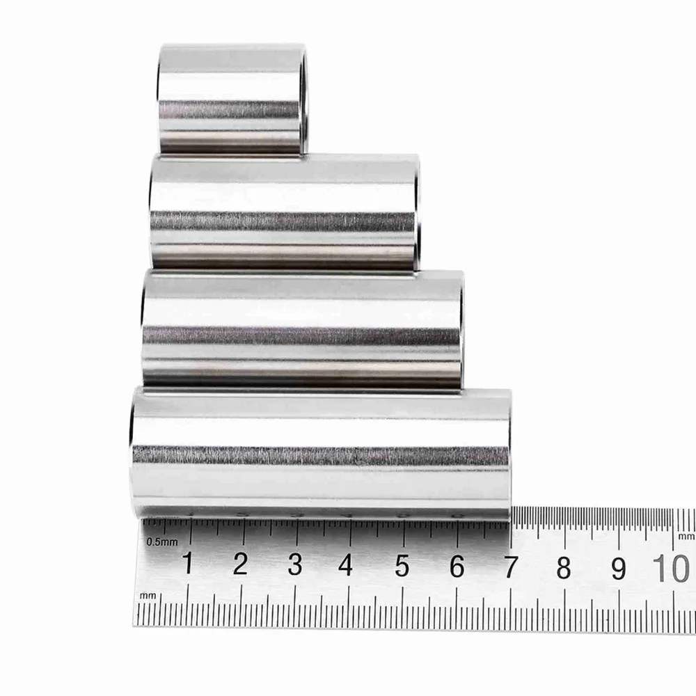 4pcs Stainless Steel Guitar Slide 1.1/2/2.36/2.75 inch Silver Guitar Slides Kit Cylinder Tube Tone Bar Accessory
4pcs Stainless Steel Guitar Slide 1.1/2/2.36/2.75 inch Silver Guitar Slides Kit Cylinder Tube Tone Bar Accessory