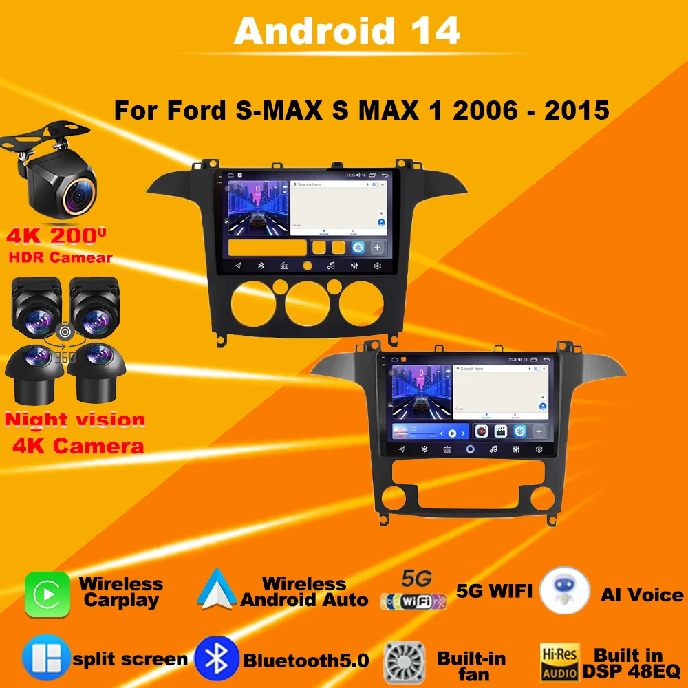 Car Player Android 14 Multimedia Navigation GPS Car Radio For Ford S-MAX S MAX 1 2006 - 2015 4G Touch Screen autoradio unit BT
Car Player Android 14 Multimedia Navigation GPS Car Radio For Ford S-MAX S MAX 1 2006 - 2015 4G Touch Screen autoradio unit BT