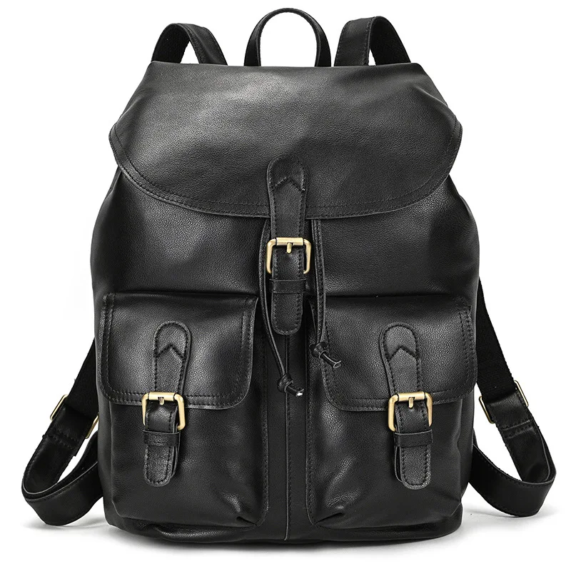 Leather shoulder large capacity men's and women's fashion nappa leather travel bag black schoolbag can hold 15 inches retro simp
Leather shoulder large capacity men's and women's fashion nappa leather travel bag black schoolbag can hold 15 inches retro simp