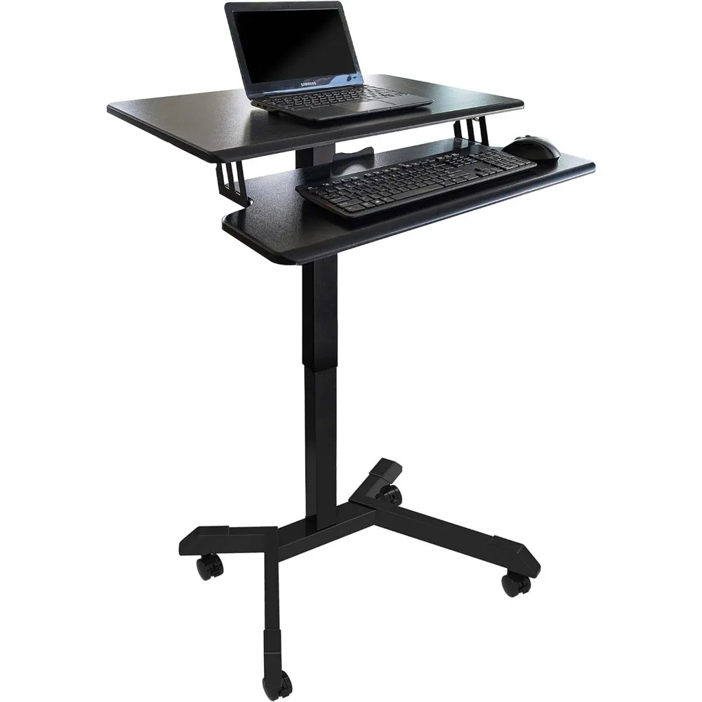 Stand Up Desk Store Pneumatic-Adjustable Two-Tier Compact Standing Desk (Black Frame/Black Desktop, 28” Wide)
Stand Up Desk Store Pneumatic-Adjustable Two-Tier Compact Standing Desk (Black Frame/Black Desktop, 28” Wide)