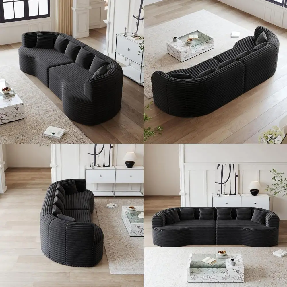 Curved Sectional Sofa Oversized Living Room Couch Corduroy Fabric Foam Modular Cloud Sofas for Comfortable Seating
Curved Sectional Sofa Oversized Living Room Couch Corduroy Fabric Foam Modular Cloud Sofas for Comfortable Seating