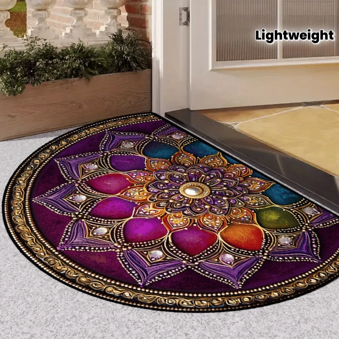 VIKAMA Ethnic Mandala Pattern Rug - Durable and Washable Half-Circle Entrance Floor Mat for Front Door Home Decor
VIKAMA Ethnic Mandala Pattern Rug - Durable and Washable Half-Circle Entrance Floor Mat for Front Door Home Decor