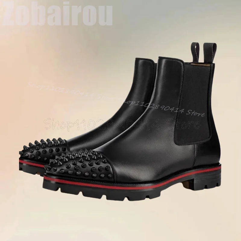 Black Rivets Decor Patchwork Mid Calf Boots Fashion Slip On Men Boots Luxury Handmade Party Feast Banquet Office Men Dress Shoes
Black Rivets Decor Patchwork Mid Calf Boots Fashion Slip On Men Boots Luxury Handmade Party Feast Banquet Office Men Dress Shoes