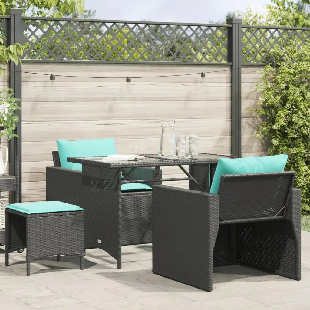 4-Piece Black Poly Rattan Patio Sofa Set with Cushions - Outdoor Furniture Ensemble
4-Piece Black Poly Rattan Patio Sofa Set with Cushions - Outdoor Furniture Ensemble