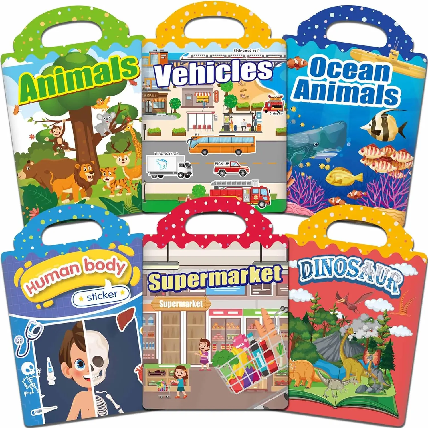 6 Sets Reusable Sticker Books for Toddlers 1-4 Years, Travel Toys for Girls and Boys
6 Sets Reusable Sticker Books for Toddlers 1-4 Years, Travel Toys for Girls and Boys