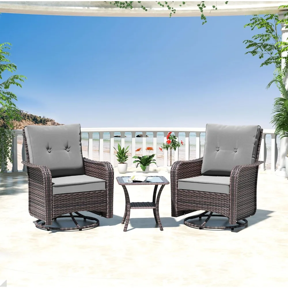 3PCS Wicker Rocking Chair Swivel Chairs, Patio Furniture Set Rattan Rocking Bistro Sets with Coffee Table for Outdoor Porch Deck
3PCS Wicker Rocking Chair Swivel Chairs, Patio Furniture Set Rattan Rocking Bistro Sets with Coffee Table for Outdoor Porch Deck