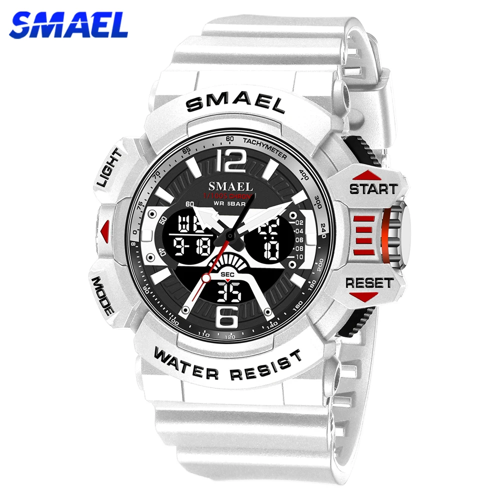 SMAEL Outdoor Sport Digital Watch for Men Stopwatch Double Movement Quartz Wristwatches Alarm LED Back Light Electronic Clock
SMAEL Outdoor Sport Digital Watch for Men Stopwatch Double Movement Quartz Wristwatches Alarm LED Back Light Electronic Clock