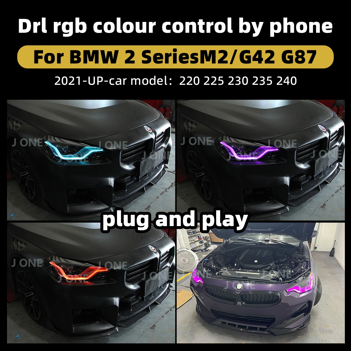 RGB LED DRL Module APP Color Control For BMW 2 Series M2 G42 G87 2021-Up Plug and Play Daytime Running Light
RGB LED DRL Module APP Color Control For BMW 2 Series M2 G42 G87 2021-Up Plug and Play Daytime Running Light