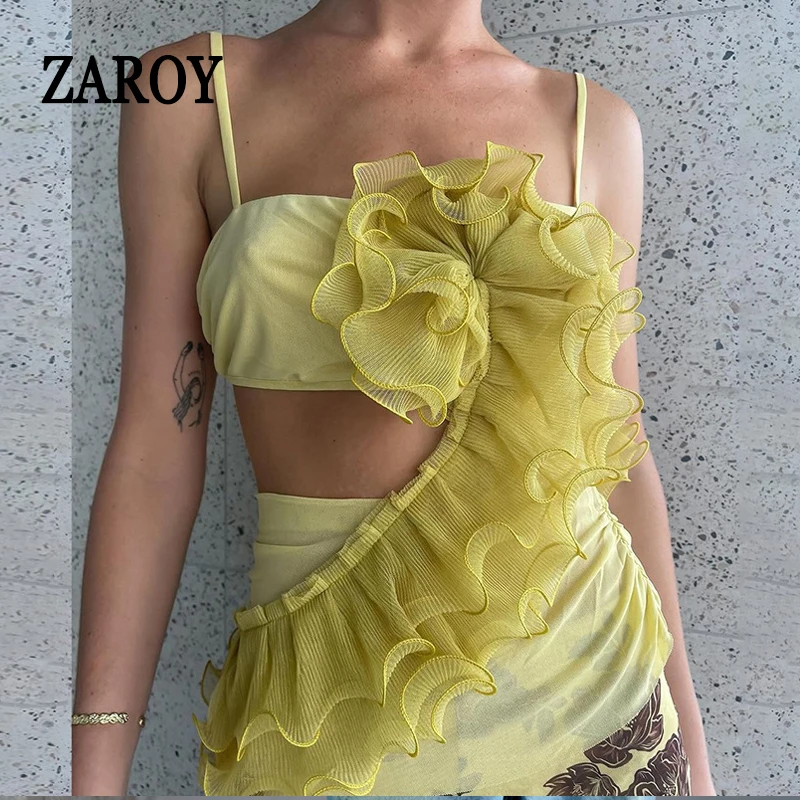 ZAROY Fashion Y2K Women Tank Top 3D Ruffled Edge Spaghetti Strap Camisole Black Sexy Hollow Out Backless Sleeveless Sling Vest
ZAROY Fashion Y2K Women Tank Top 3D Ruffled Edge Spaghetti Strap Camisole Black Sexy Hollow Out Backless Sleeveless Sling Vest