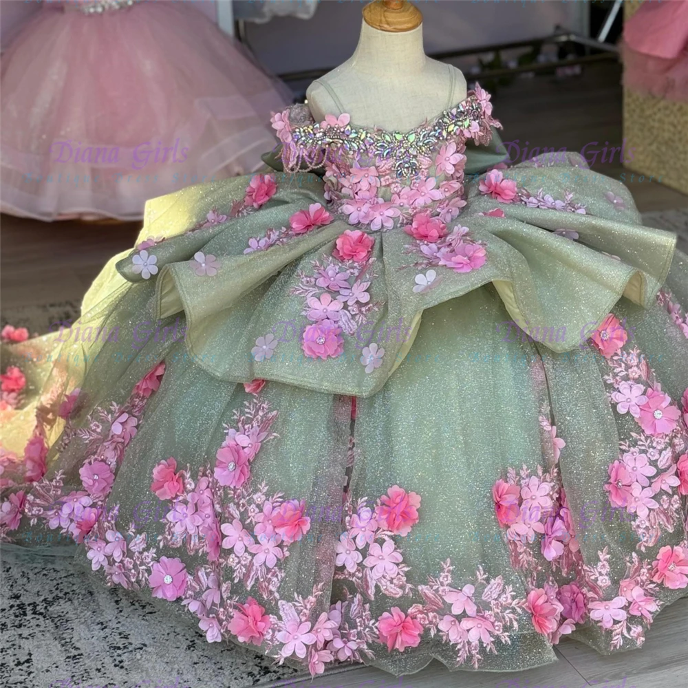 Luxury Flower Girl Dress Quality Green Tulle Fluffy Quality Flowers Applique For Wedding Princess Birthday Party Evening Gowns
Luxury Flower Girl Dress Quality Green Tulle Fluffy Quality Flowers Applique For Wedding Princess Birthday Party Evening Gowns