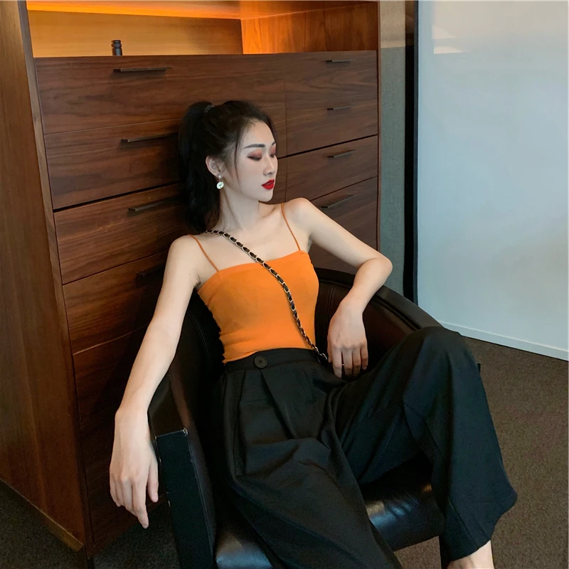 Chic Orange Knitted Vest Strap Women's Fashion Bright Color Knitwear White Slimming Summer Set Polyester Spring New Arrival
Chic Orange Knitted Vest Strap Women's Fashion Bright Color Knitwear White Slimming Summer Set Polyester Spring New Arrival