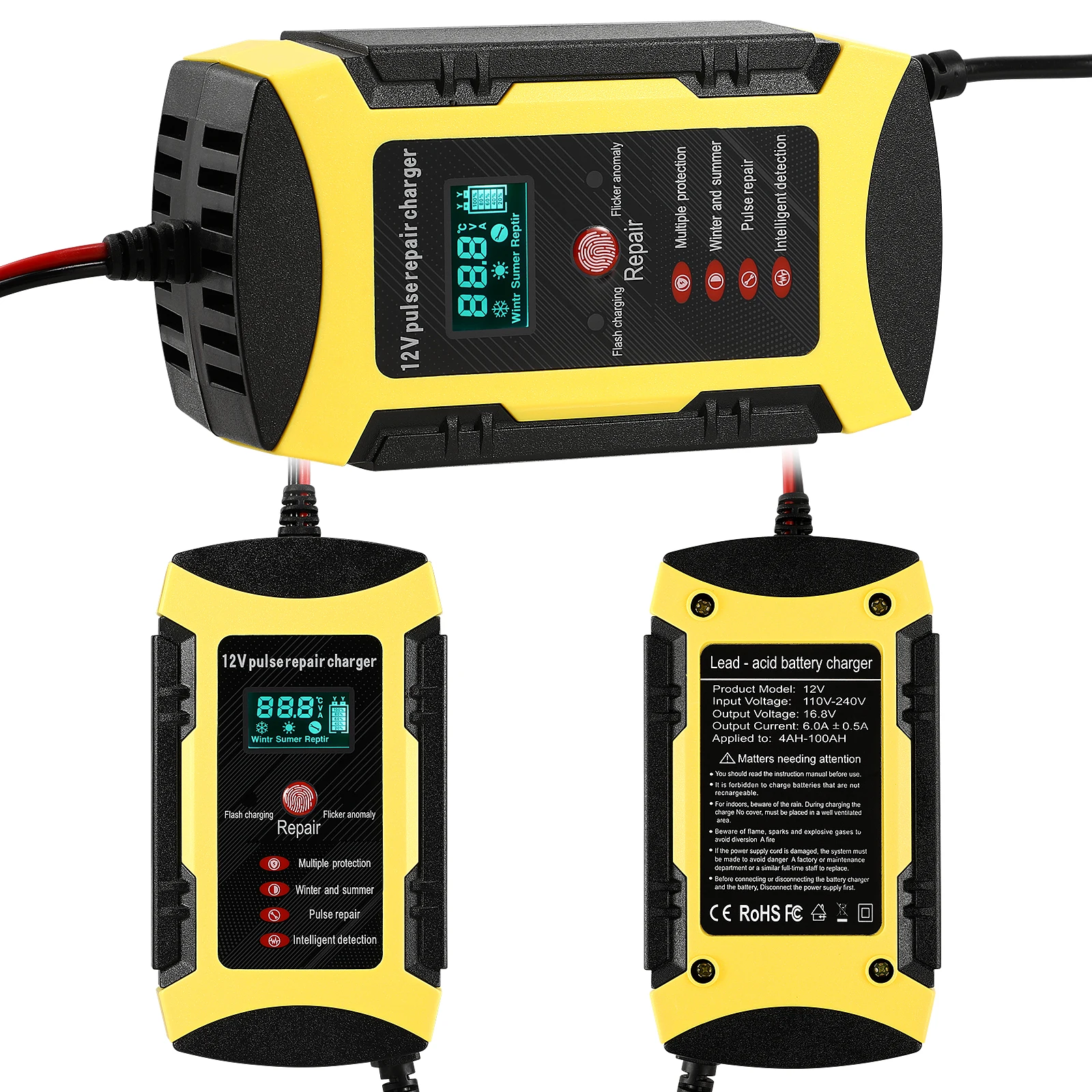12V6A Car Portable Yellow Motorcycle Automotive 12V Maintainer Smart Charging
12V6A Car Portable Yellow Motorcycle Automotive 12V Maintainer Smart Charging