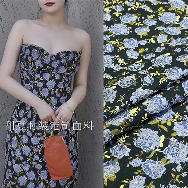 Yarn-dyed Brocade Jacquard Fabric Blue Flowers Dress Windbreaker Coat Clothing European Brand Fashion Design Sew Wholesale Cloth
Yarn-dyed Brocade Jacquard Fabric Blue Flowers Dress Windbreaker Coat Clothing European Brand Fashion Design Sew Wholesale Cloth