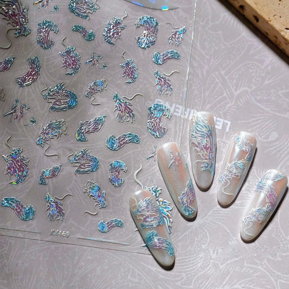 Chinese Style Illusion Polarized Blue Purple Dragon Sea Waves 5D Embossed Reliefs Self Adhesive Nail Art Sticker Manicure Decals
Chinese Style Illusion Polarized Blue Purple Dragon Sea Waves 5D Embossed Reliefs Self Adhesive Nail Art Sticker Manicure Decals