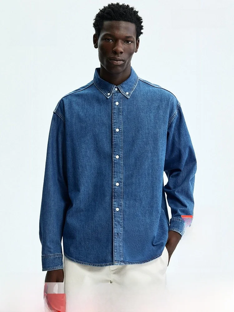 H&M Men's Summer New Large Shape Denim Shirt Long Sleeve Cotton 100% Daily Wear Casual Style Classic Blue Color
H&M Men's Summer New Large Shape Denim Shirt Long Sleeve Cotton 100% Daily Wear Casual Style Classic Blue Color