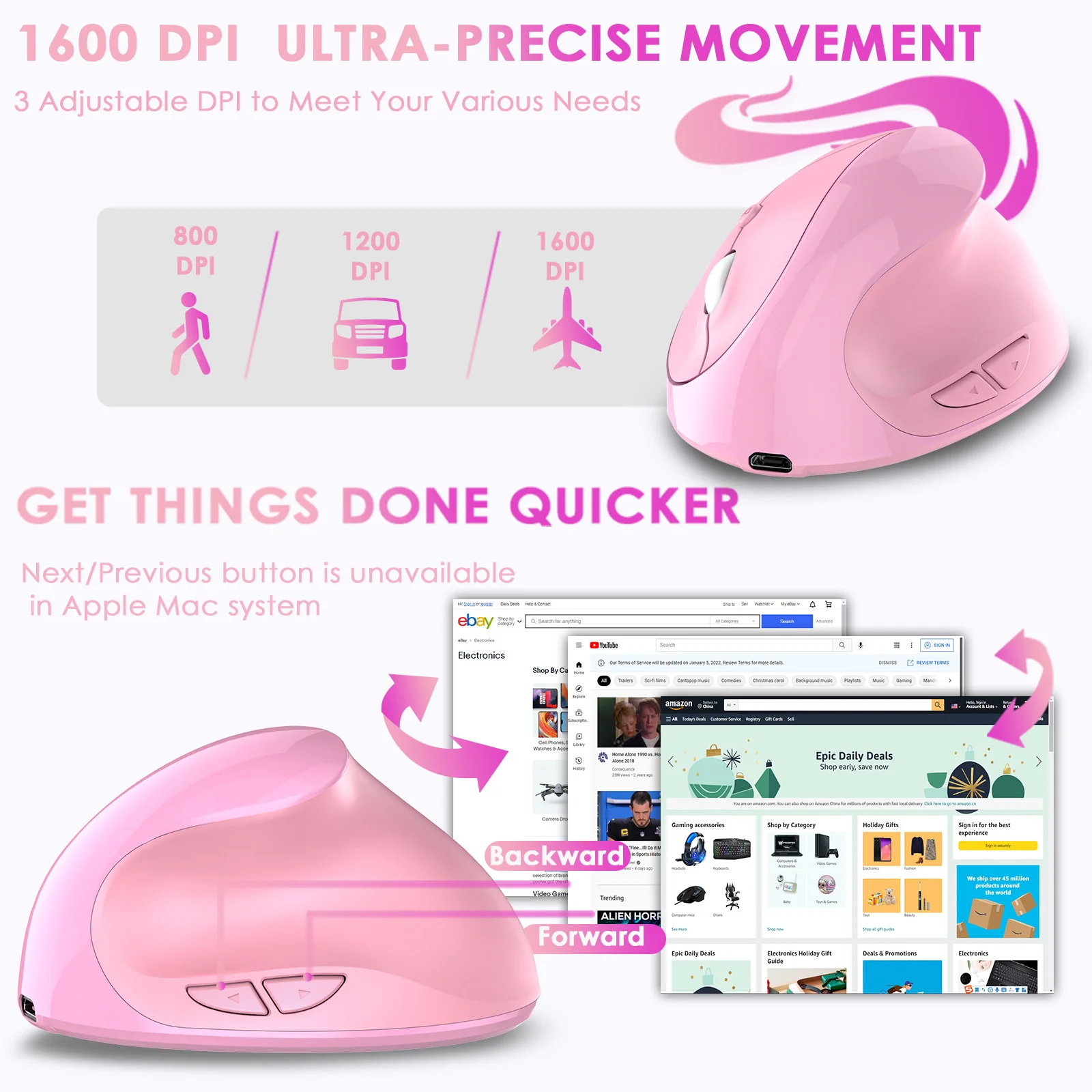 Ergonomic Vertical Mouse Rechargeable Dual-Mode 2.4G/Bluetooth Silent Plug-and-Play Prevent Mouse Hand Mice for Office PC Laptop
Ergonomic Vertical Mouse Rechargeable Dual-Mode 2.4G/Bluetooth Silent Plug-and-Play Prevent Mouse Hand Mice for Office PC Laptop