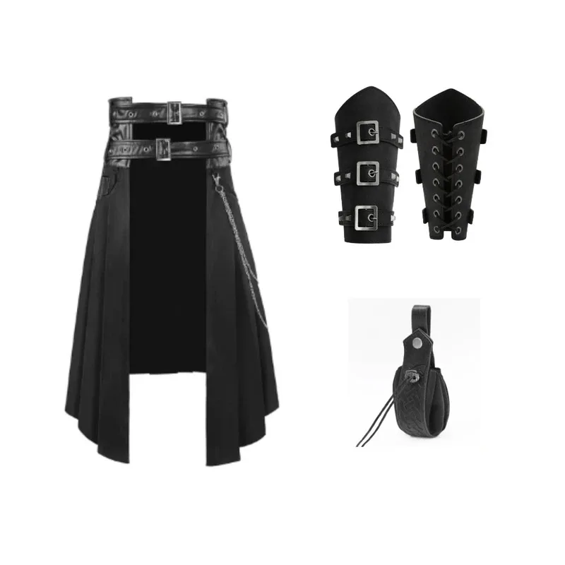 Adult Gothic Pleated Open Front Leather Belt Medieval Roman Warrior Punk Style Casual Large Size Half Skirt
Adult Gothic Pleated Open Front Leather Belt Medieval Roman Warrior Punk Style Casual Large Size Half Skirt