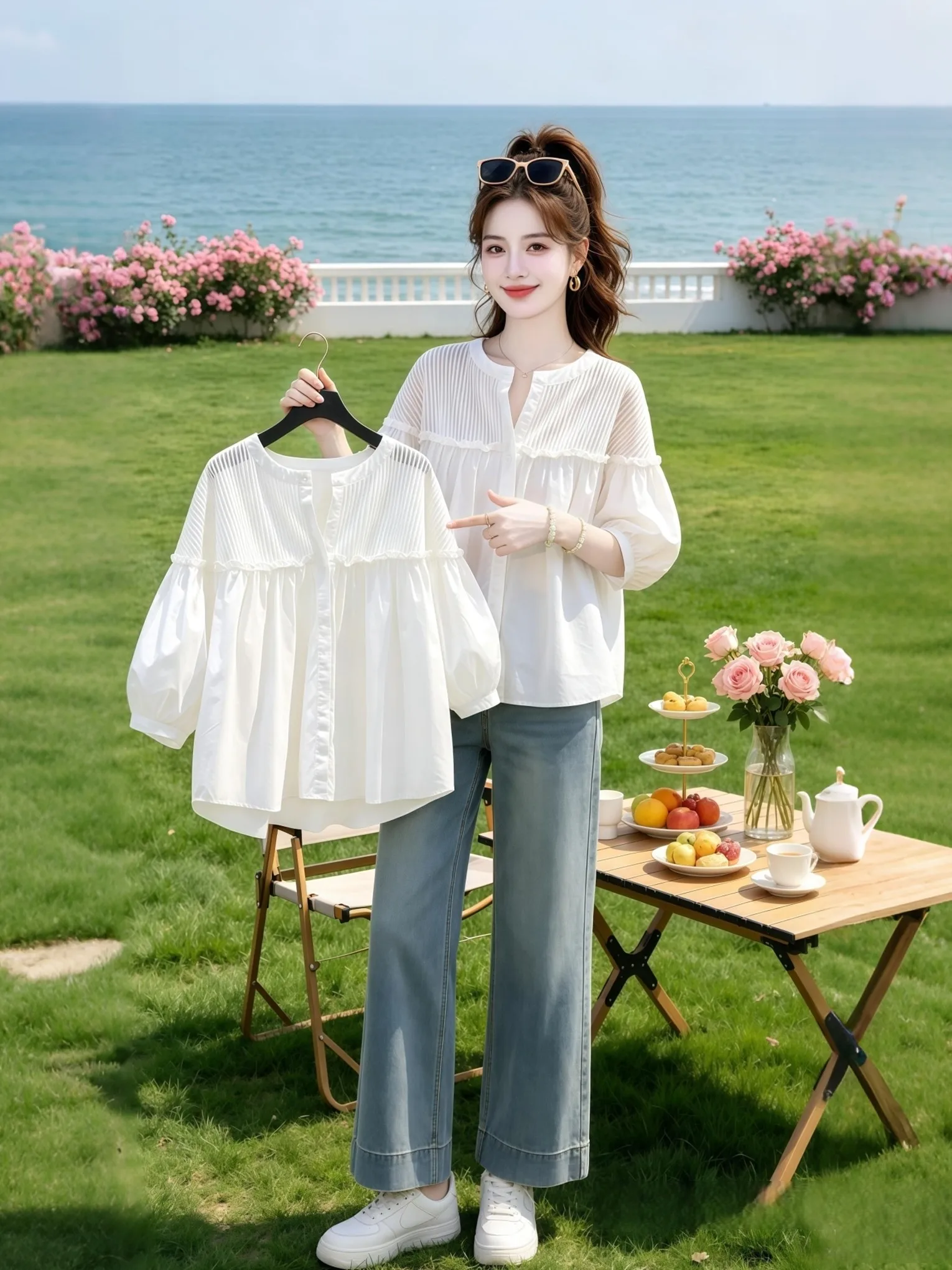 Unique Beautiful Early Summer Women's Shirt Lantern Sleeve Gentle Pure Color Splicing Fashionable Commute Style Korean Loose Fit
Unique Beautiful Early Summer Women's Shirt Lantern Sleeve Gentle Pure Color Splicing Fashionable Commute Style Korean Loose Fit