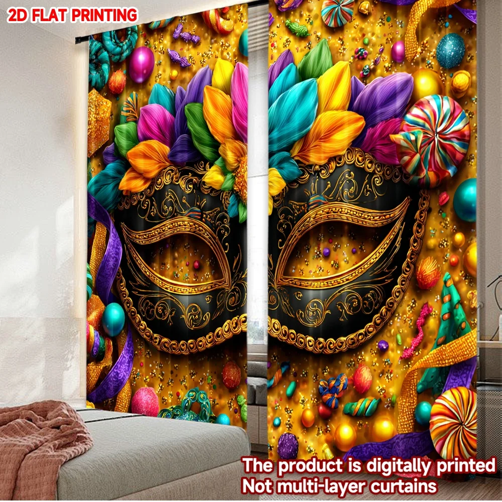 2D flat printing 2pcs Curtain Drapes Carnival Mask with Flowers Digital Printed Polyester Drapes Festive Curtains for New Year
2D flat printing 2pcs Curtain Drapes Carnival Mask with Flowers Digital Printed Polyester Drapes Festive Curtains for New Year
