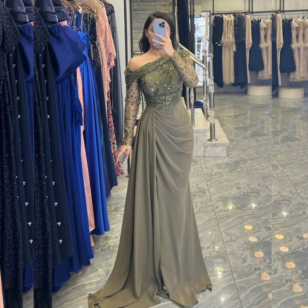 Customized Jersey Sequined Pleat Off-the-shoulder Trumpet Floor-length Bespoke Occasion Classic Sparkle Luxury Evening Dresses
Customized Jersey Sequined Pleat Off-the-shoulder Trumpet Floor-length Bespoke Occasion Classic Sparkle Luxury Evening Dresses