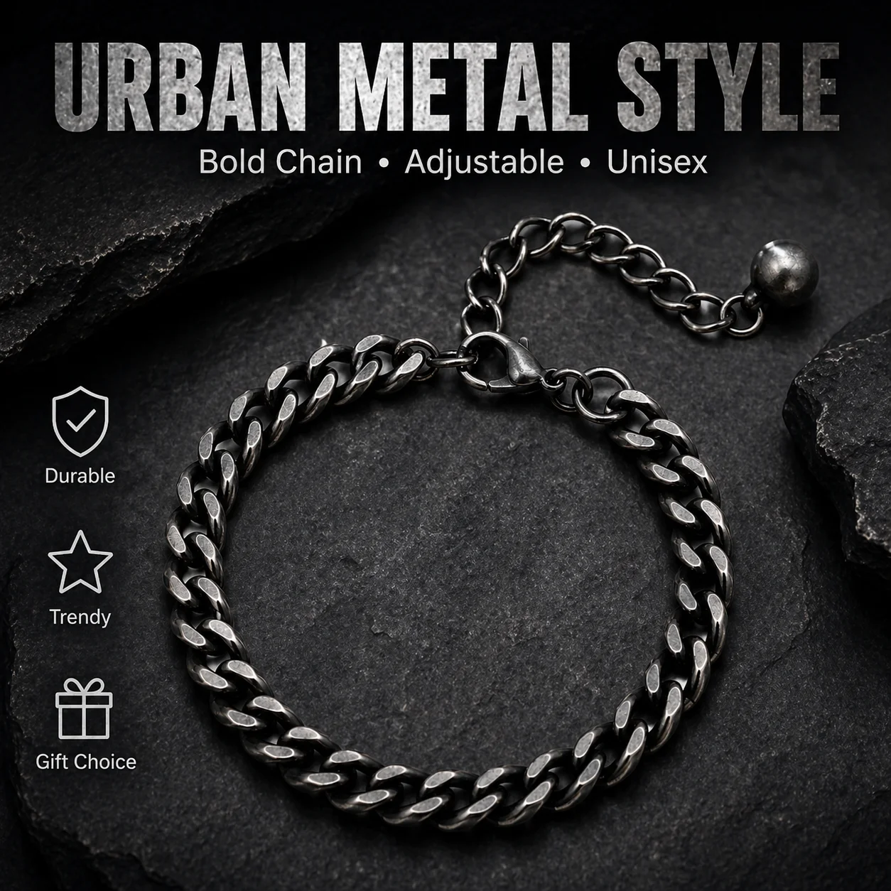Vintage Black Cuban Chain Bracelet for Men Women Adjustable Heavy Metal Link Bracelet Punk Hip Hop Fashion Jewelry
Vintage Black Cuban Chain Bracelet for Men Women Adjustable Heavy Metal Link Bracelet Punk Hip Hop Fashion Jewelry