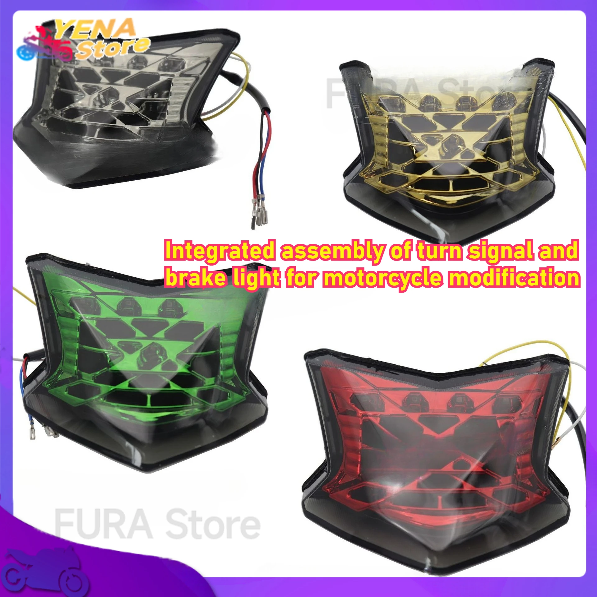 The motorcycle integrated LED taillights, brake lights and turn signals are suitable for the KAWASAKI Z900
The motorcycle integrated LED taillights, brake lights and turn signals are suitable for the KAWASAKI Z900