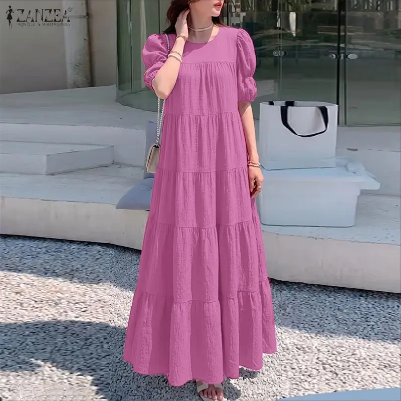 ZANZEA 2026 Summer A Line Tierred Dresses Women Stylish Ruffled Dress Short Puff Sleeve Holiday Sundress Solid Color Maxi Robe
ZANZEA 2026 Summer A Line Tierred Dresses Women Stylish Ruffled Dress Short Puff Sleeve Holiday Sundress Solid Color Maxi Robe