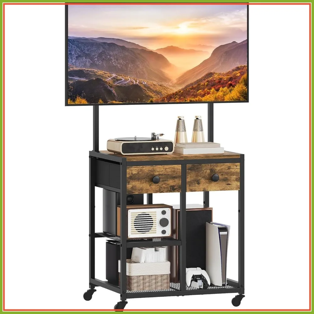 Corner TV Stand with Wheels, Rolling Entertainment Center for TVs up to 50 Inches, Rustic Brown, Small TV Stands for Living Room
Corner TV Stand with Wheels, Rolling Entertainment Center for TVs up to 50 Inches, Rustic Brown, Small TV Stands for Living Room