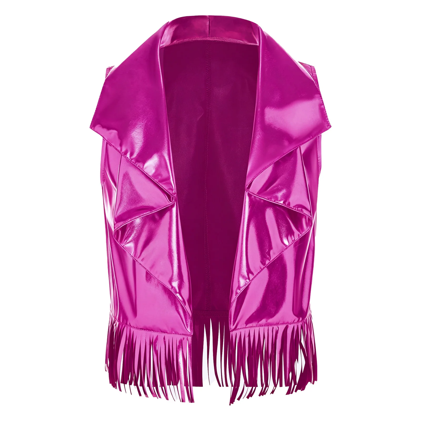 Kids Girls Jazz Dance Vest Lapel Collar Metallic Shiny Sleeveless Bottom Tassel Trim Tank Top for Stage Performance Competition
Kids Girls Jazz Dance Vest Lapel Collar Metallic Shiny Sleeveless Bottom Tassel Trim Tank Top for Stage Performance Competition