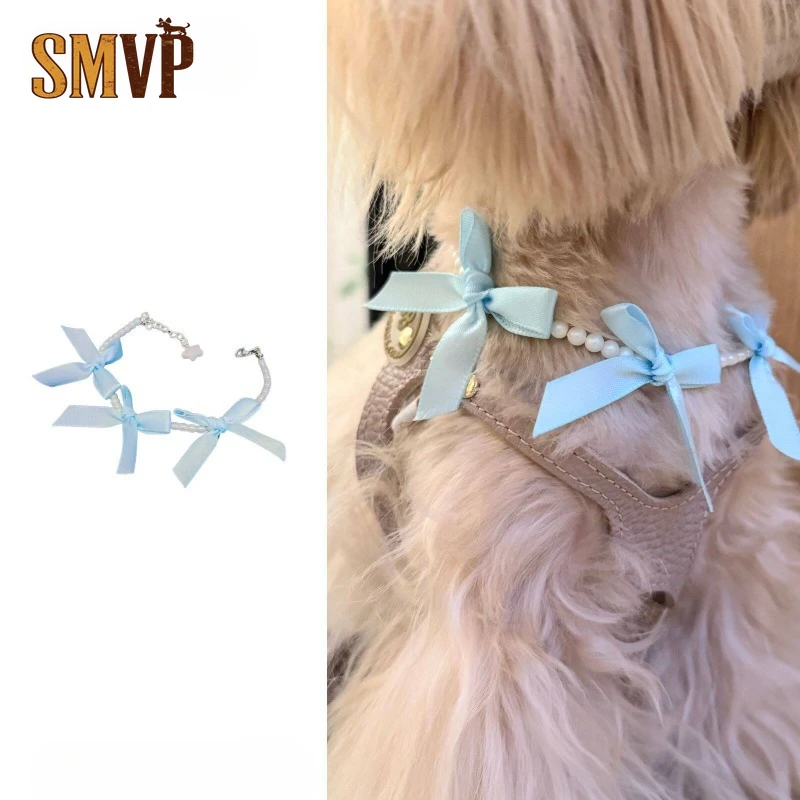 Original Design Fresh and Sweet Pearl Necklace and Blue Bow Decoration for Pet Kittens and Dogs Pet Decorative Items
Original Design Fresh and Sweet Pearl Necklace and Blue Bow Decoration for Pet Kittens and Dogs Pet Decorative Items