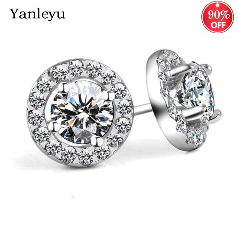 Yanleyu Original 925 Sterling Silver Needle Earrings Wedding Jewelry Round CZ Zircon Stud Earrings for Women Birthday Gift
Yanleyu Original 925 Sterling Silver Needle Earrings Wedding Jewelry Round CZ Zircon Stud Earrings for Women Birthday Gift