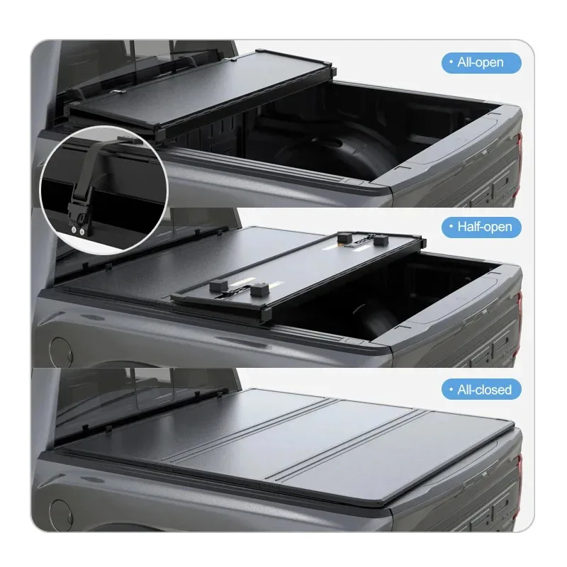 Black Hard Tri-fold Tonneau Cover for F150 Universal Pickups 3-Part Quality 4X4 Full Aluminum Truck Bed Cover
Black Hard Tri-fold Tonneau Cover for F150 Universal Pickups 3-Part Quality 4X4 Full Aluminum Truck Bed Cover