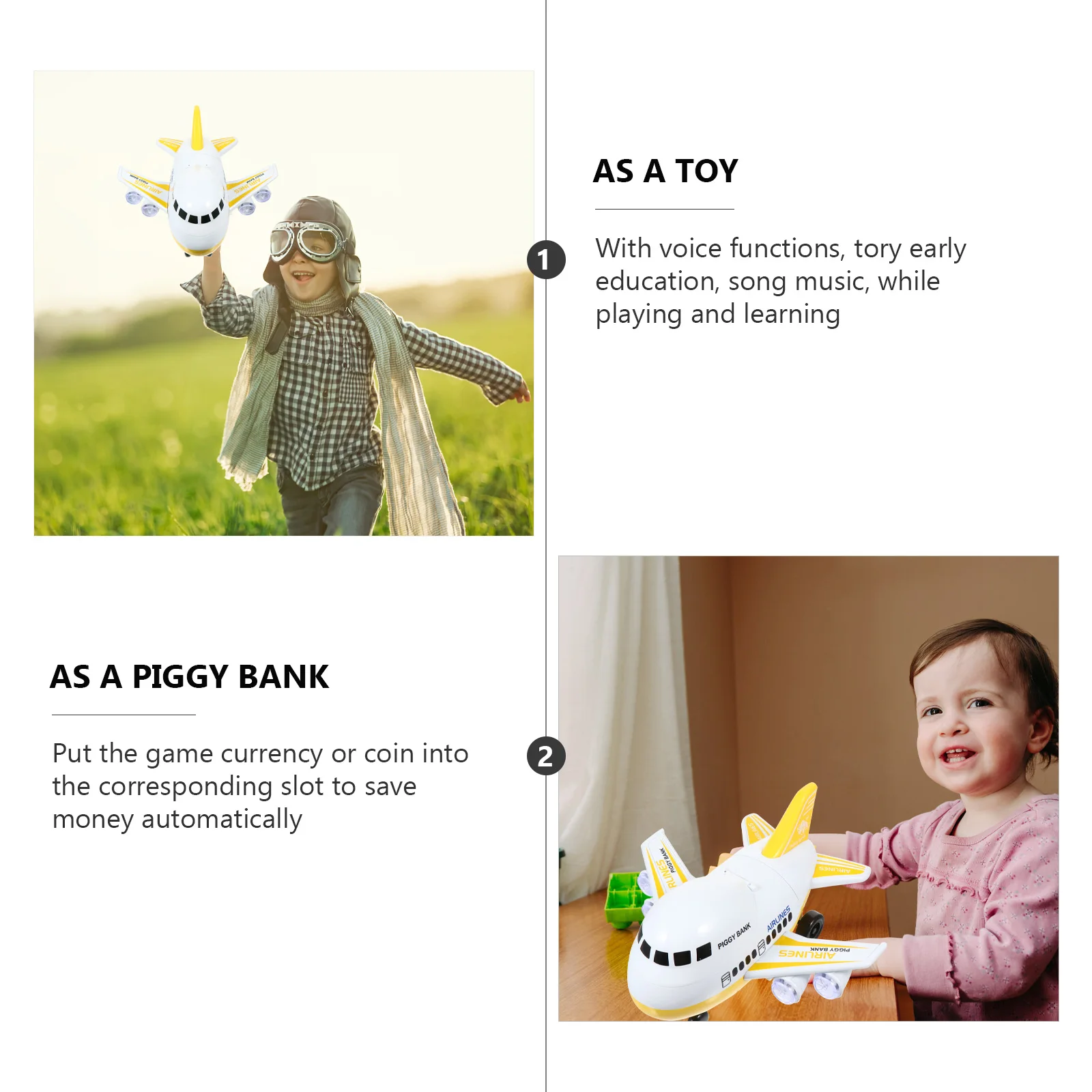1Pc Face Recognition Piggy Bank Toy Plane Simulation Fingerprint Password Saving Pot Educational Cartoon Toy Music Song Function
1Pc Face Recognition Piggy Bank Toy Plane Simulation Fingerprint Password Saving Pot Educational Cartoon Toy Music Song Function