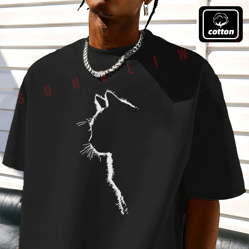 A Cat Profile Line Art Pattern Motorcycle Men's Cotton Fashion T-shirt Casual Trendy Tshirts for Summer Short Sleeve Tops Tee
A Cat Profile Line Art Pattern Motorcycle Men's Cotton Fashion T-shirt Casual Trendy Tshirts for Summer Short Sleeve Tops Tee