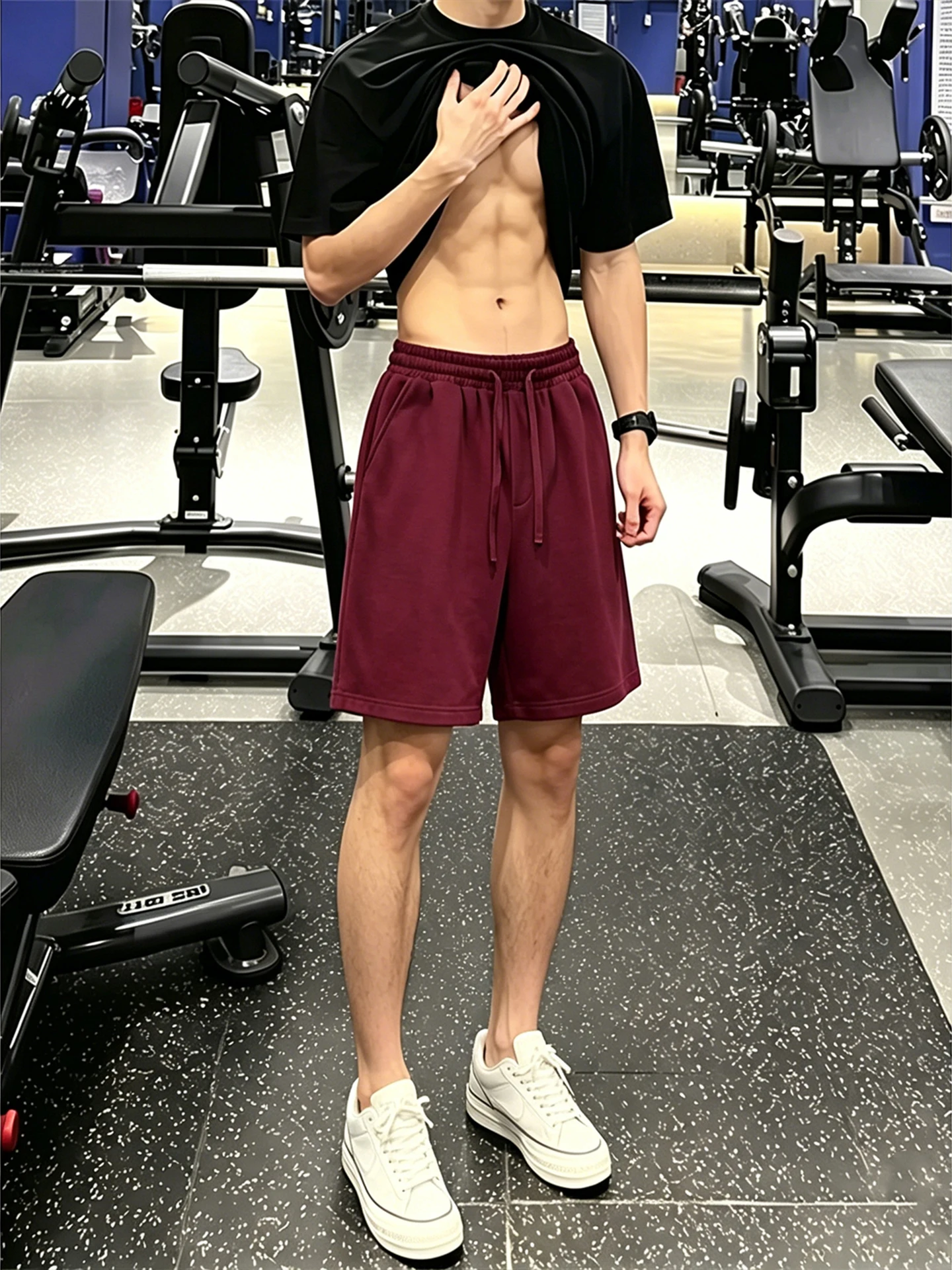 Red Wine Color Men's Fitness Shorts Summer Running Training Outerwear Basketball Sport Pants Four-Quarter Length Straight Cut
Red Wine Color Men's Fitness Shorts Summer Running Training Outerwear Basketball Sport Pants Four-Quarter Length Straight Cut