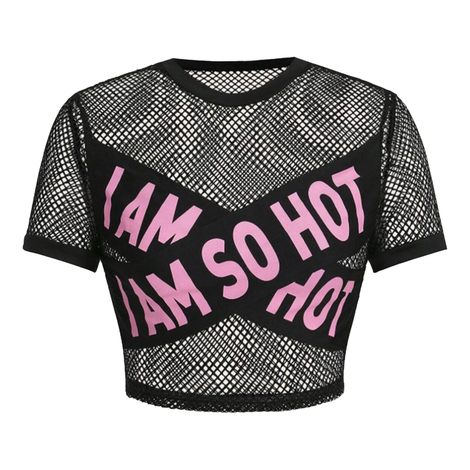 Women Hip Hop Rhythmic Dance Outfit Short Sleeve Mesh Letter Printed Cross Front Patchwork T-shirt for Club Party Music Festival
Women Hip Hop Rhythmic Dance Outfit Short Sleeve Mesh Letter Printed Cross Front Patchwork T-shirt for Club Party Music Festival