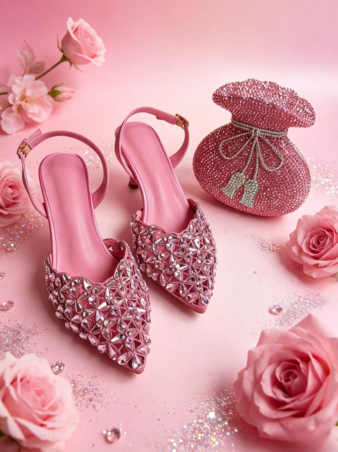 Elegant Pink Rhinestone Slingback Heels & Matching Pouch Clutch Set Women's Evening Runway Shoes Zapatilla De Lujo Mujeres Tacón
Elegant Pink Rhinestone Slingback Heels & Matching Pouch Clutch Set Women's Evening Runway Shoes Zapatilla De Lujo Mujeres Tacón